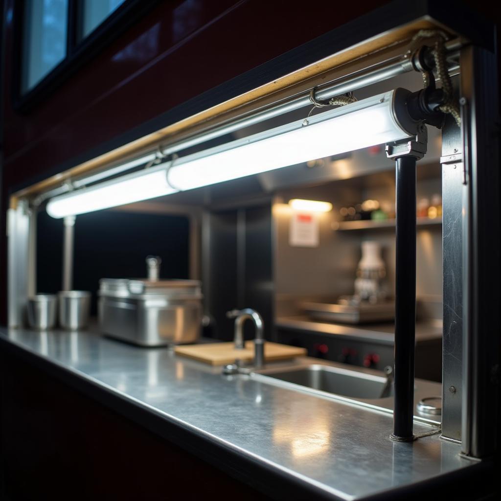 LED Strip Lights Installed Under Food Truck Counter