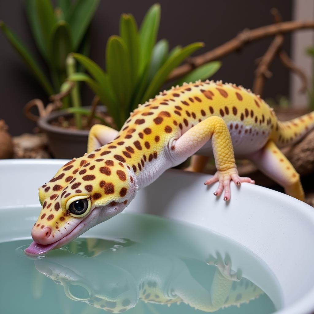 Leopard Gecko Drinking Water