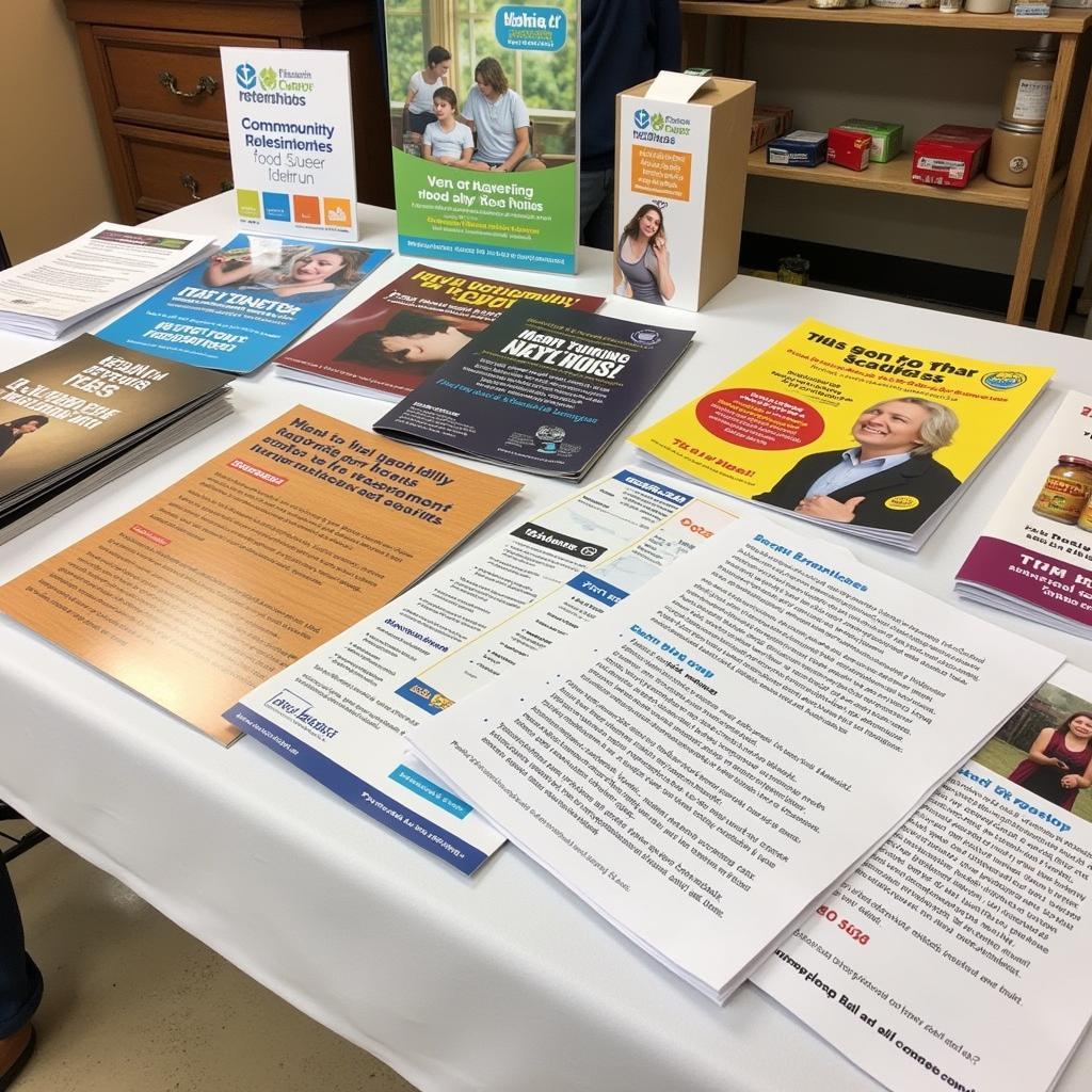 Various resources available at a life church food pantry.