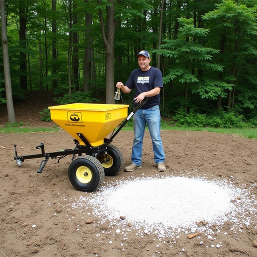 Applying Lime to Food Plot