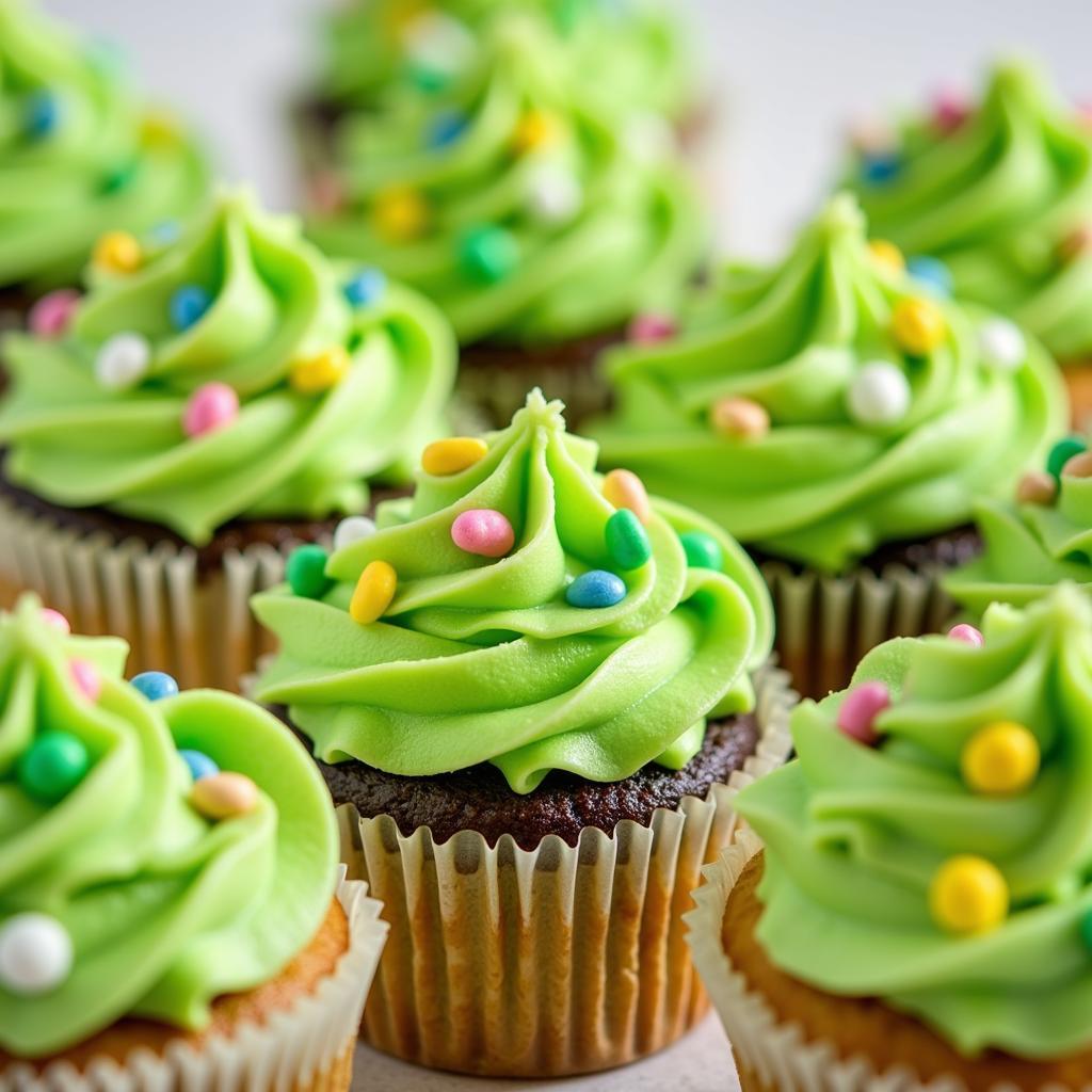 Lime Green Frosted Cupcakes