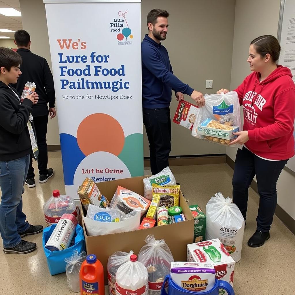 Community Members Donating Food to the Little Falls Food Pantry