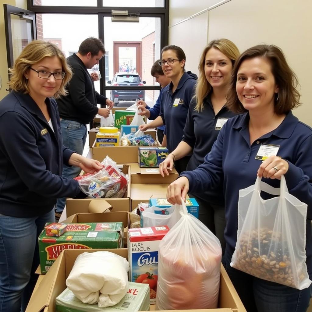 Food distribution at Little Flower Food Pantry