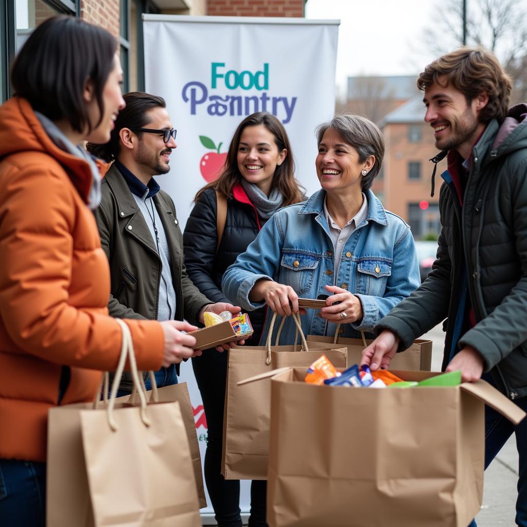 Community members donating food to the Lockport Fish Food Pantry