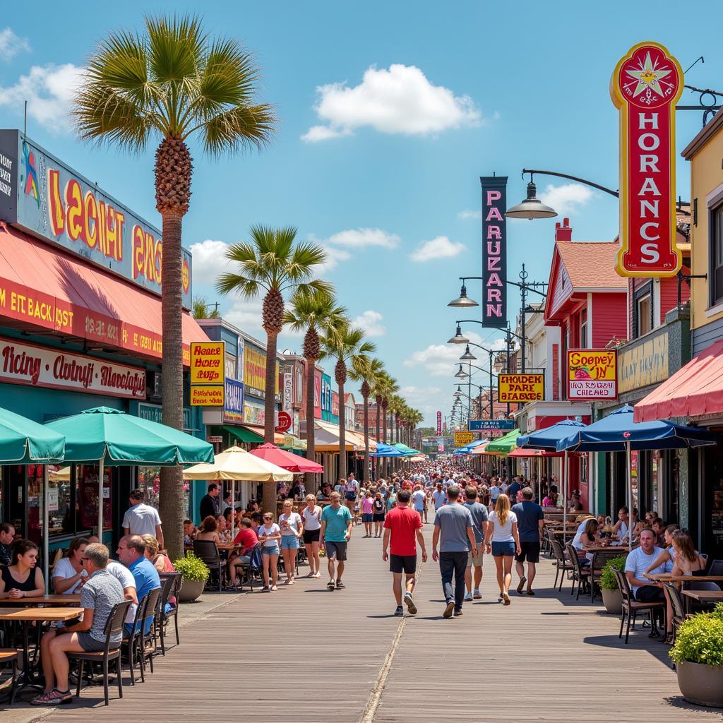 Diverse restaurants along the Long Beach NY boardwalk.