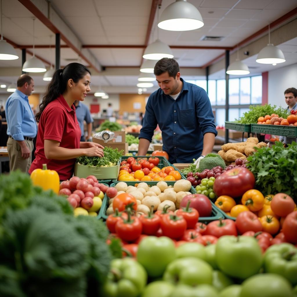 Client choosing food at a Lubbock food pantry