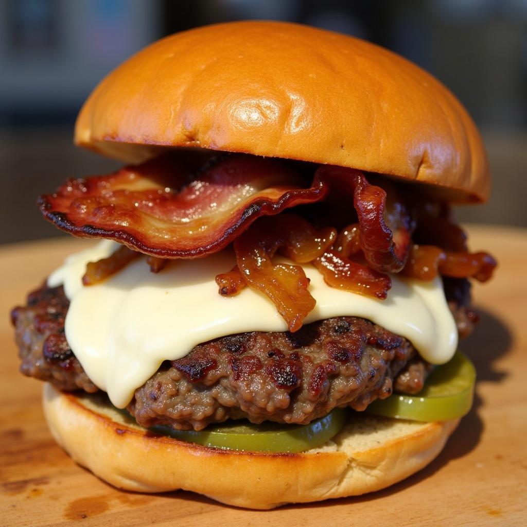 Close-up of Lucky Luciano's Signature Godfather Burger