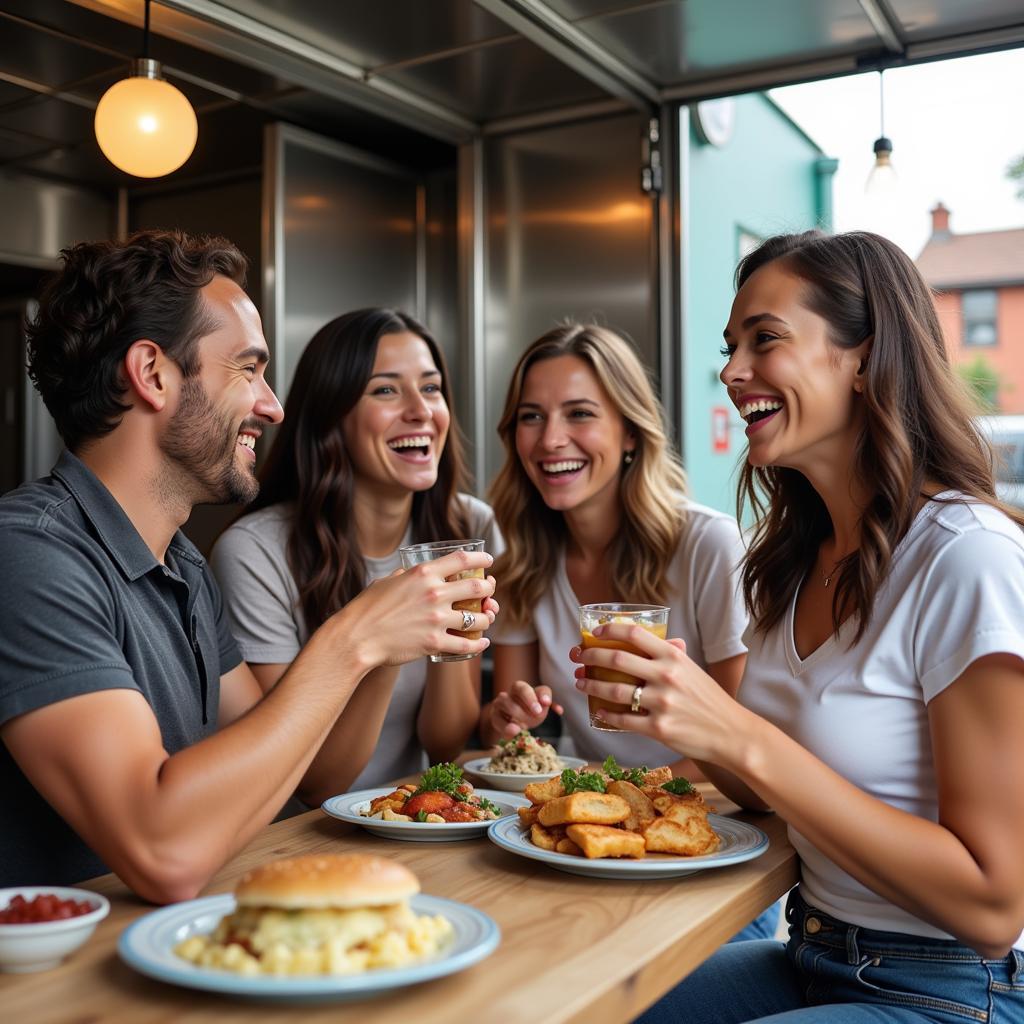 Customers enjoying their food at Lulu's Food Truck