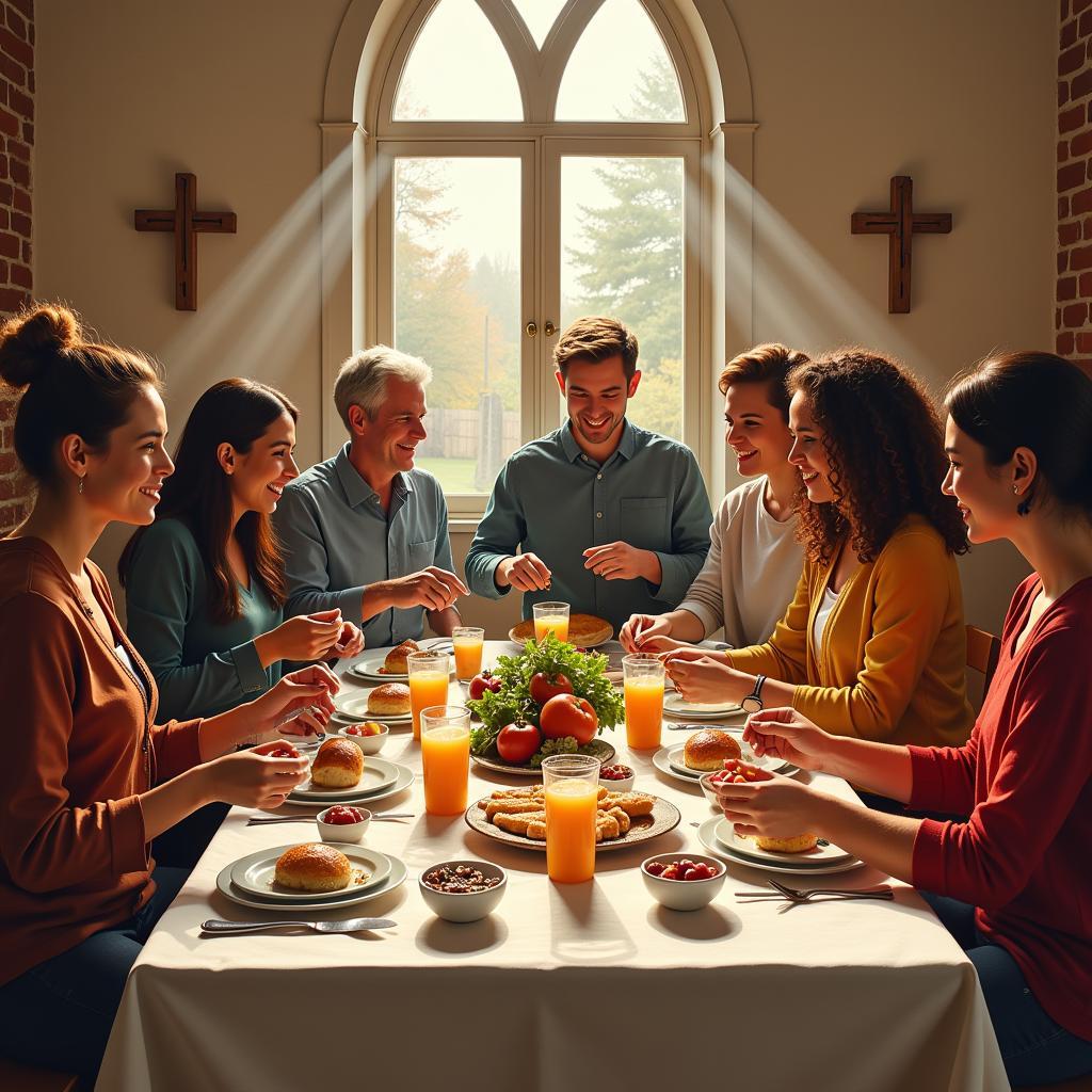 Lutheran Community Sharing a Meal