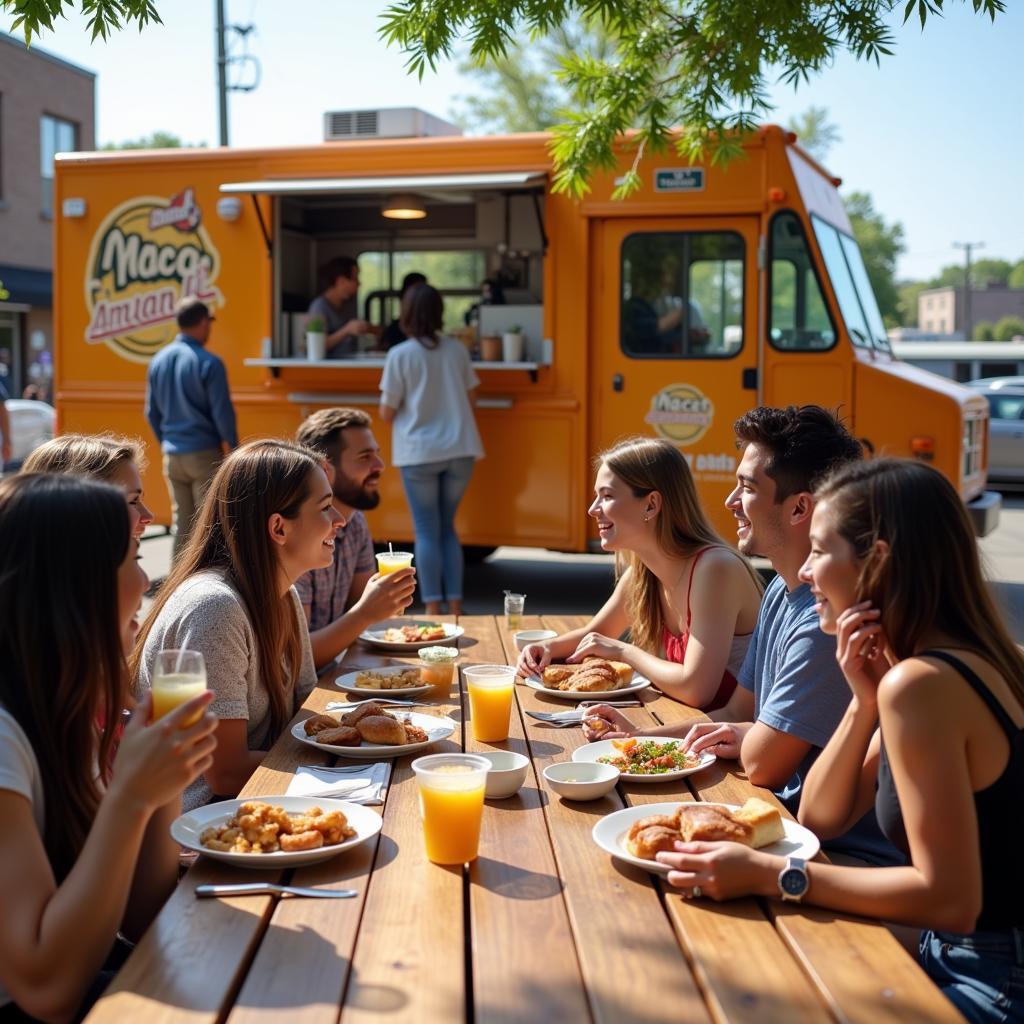 Enjoying a Meal from Mac Daddy Food Truck