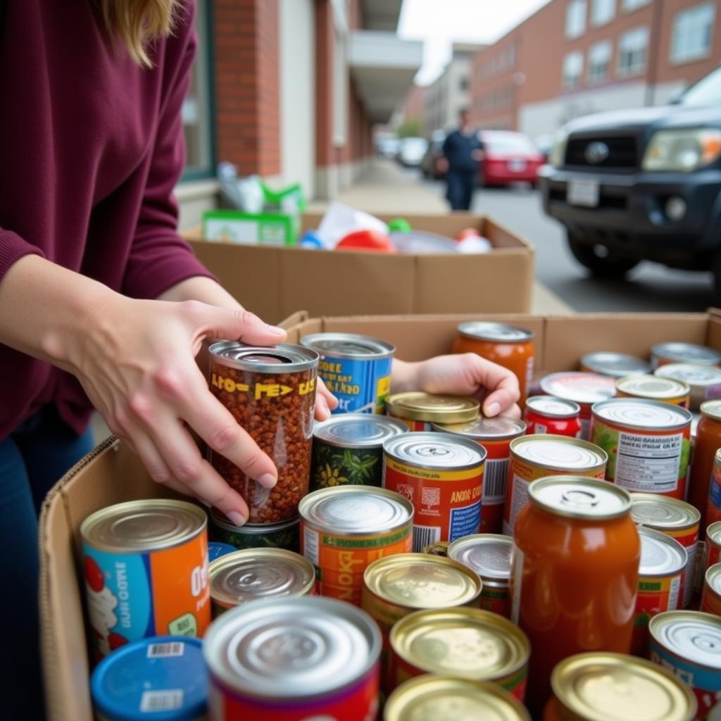 Donating Food Items at a Macomb County Food Pantry