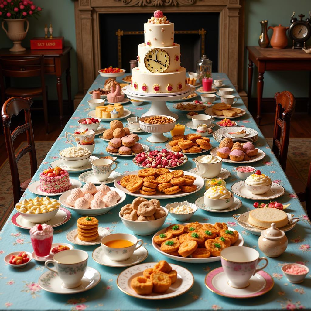 A Mad Hatter Tea Party Food Spread