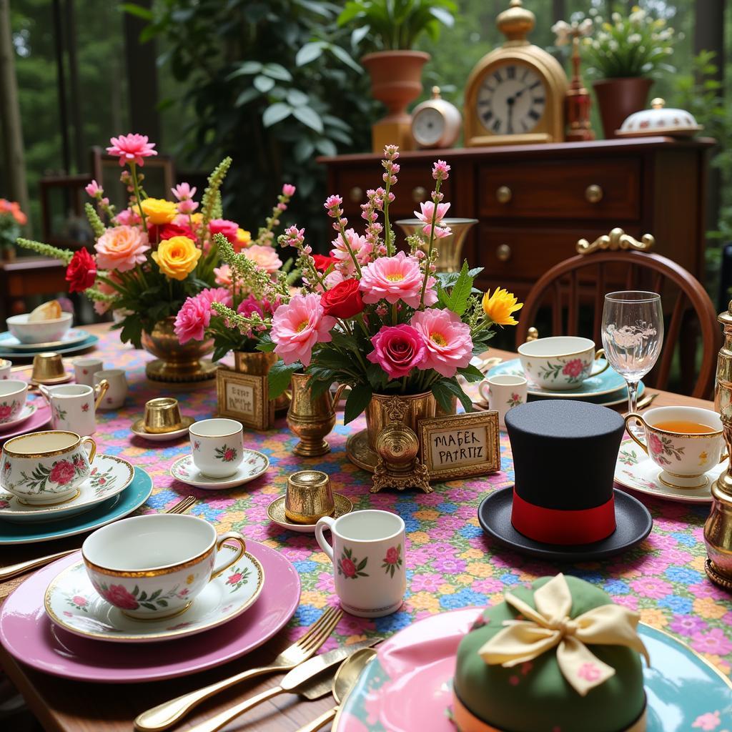 Whimsical Mad Hatter Tea Party Table Setting