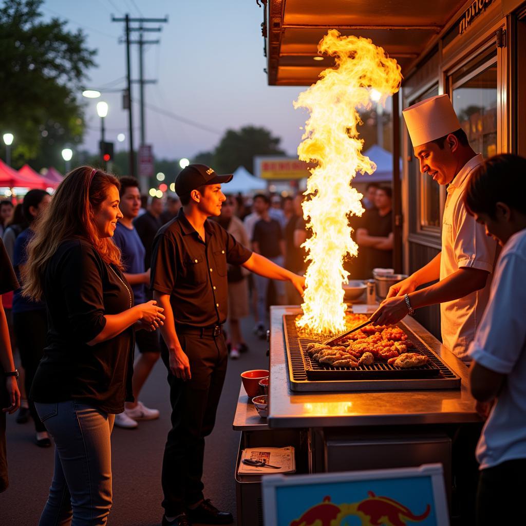 Magic Hibachi Food Truck serving customers at a local event