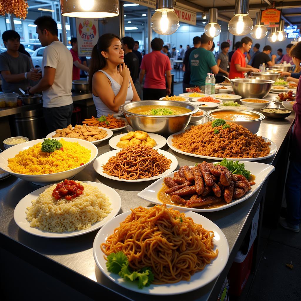 Malaysian Food Stall Offering Variety of Dishes