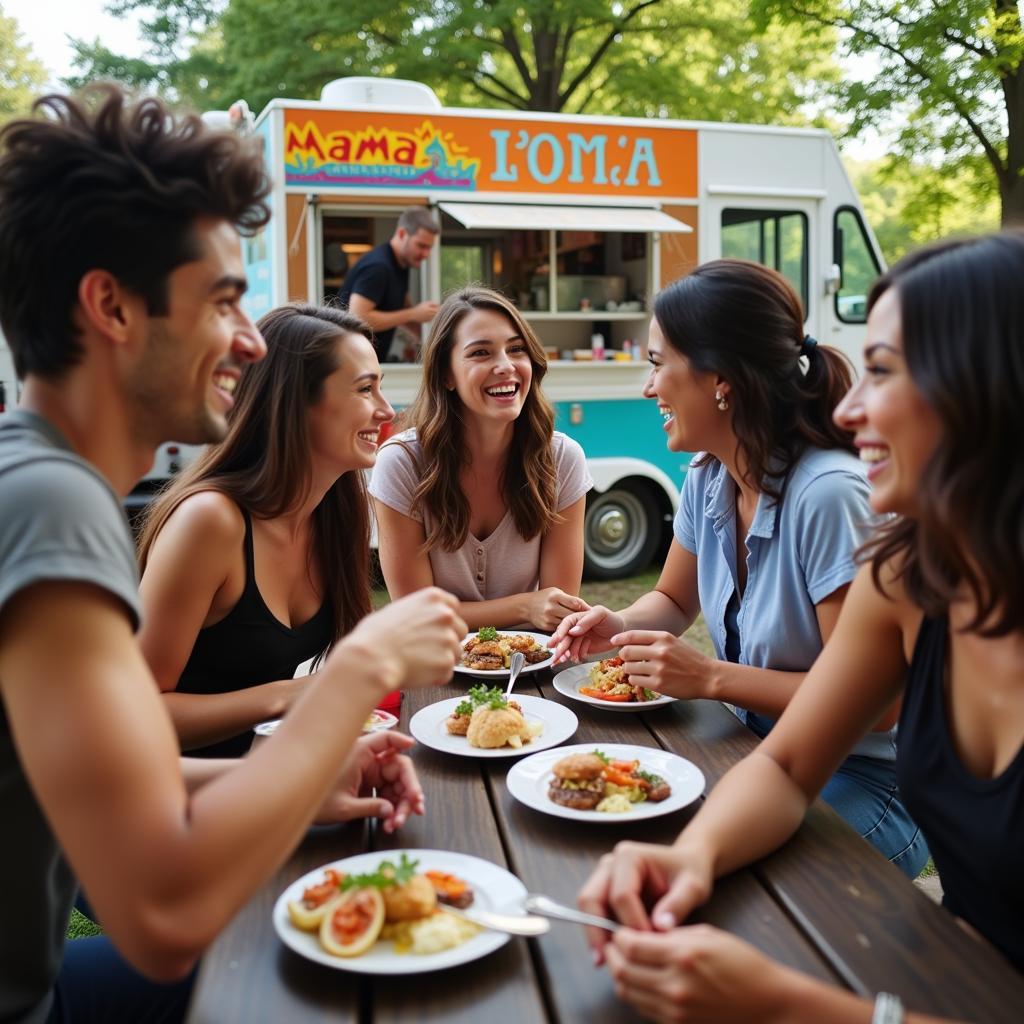 Happy Customers at Mama's Food Truck