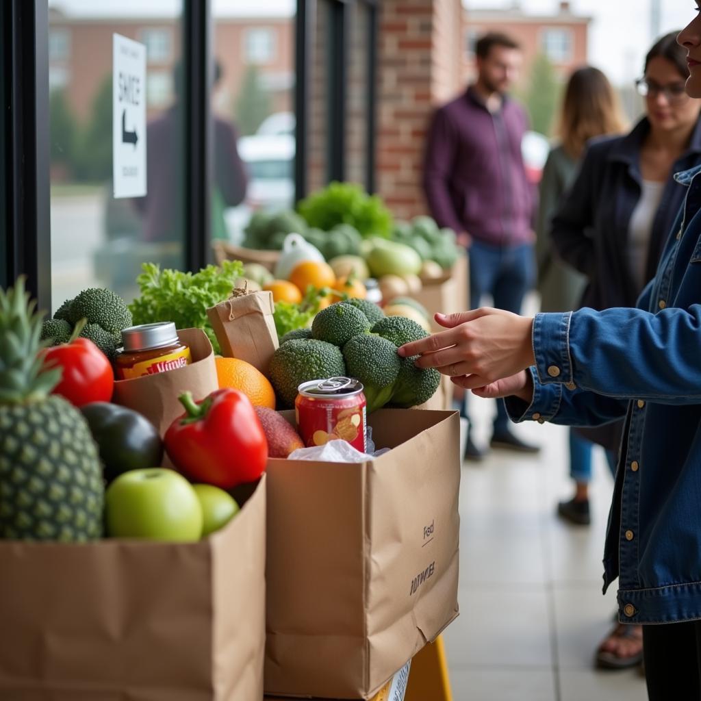 Food Bank Recipient Receiving Groceries