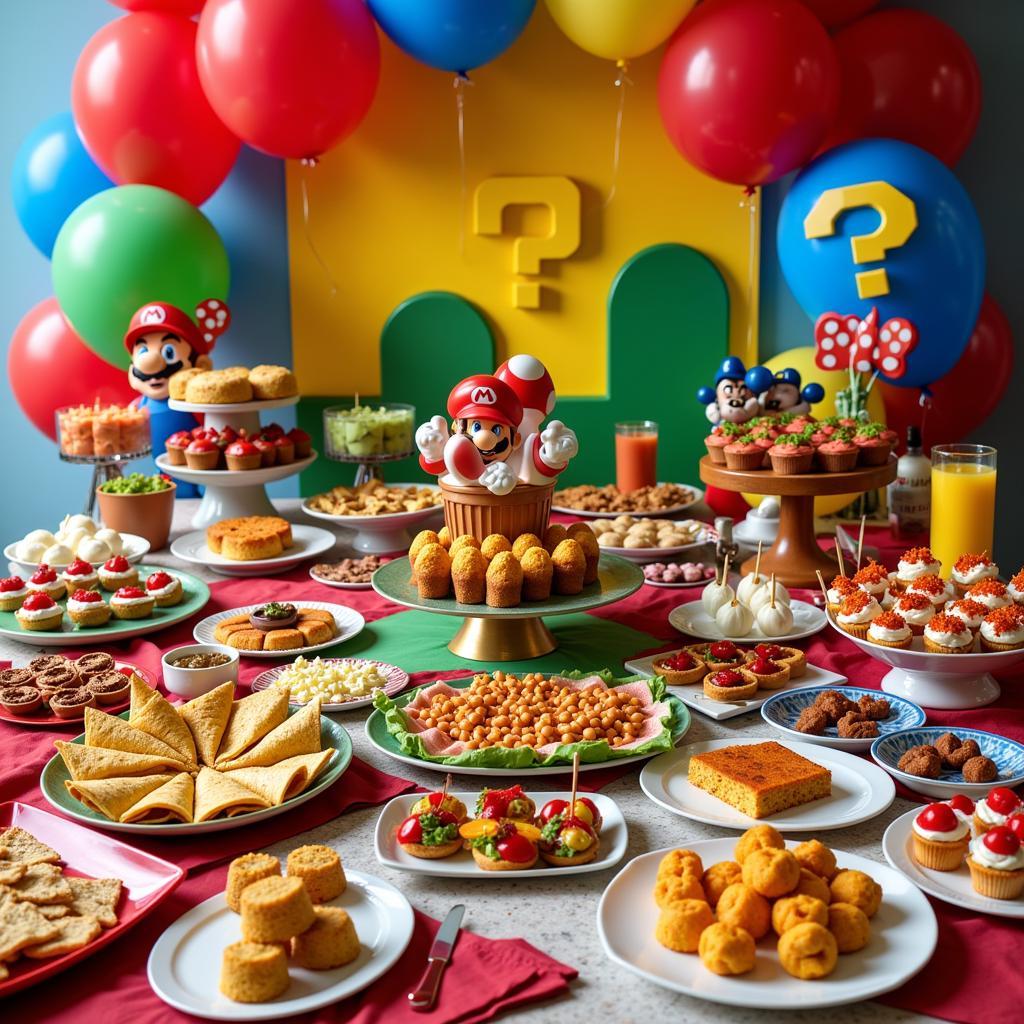 Mario Birthday Party Food Spread