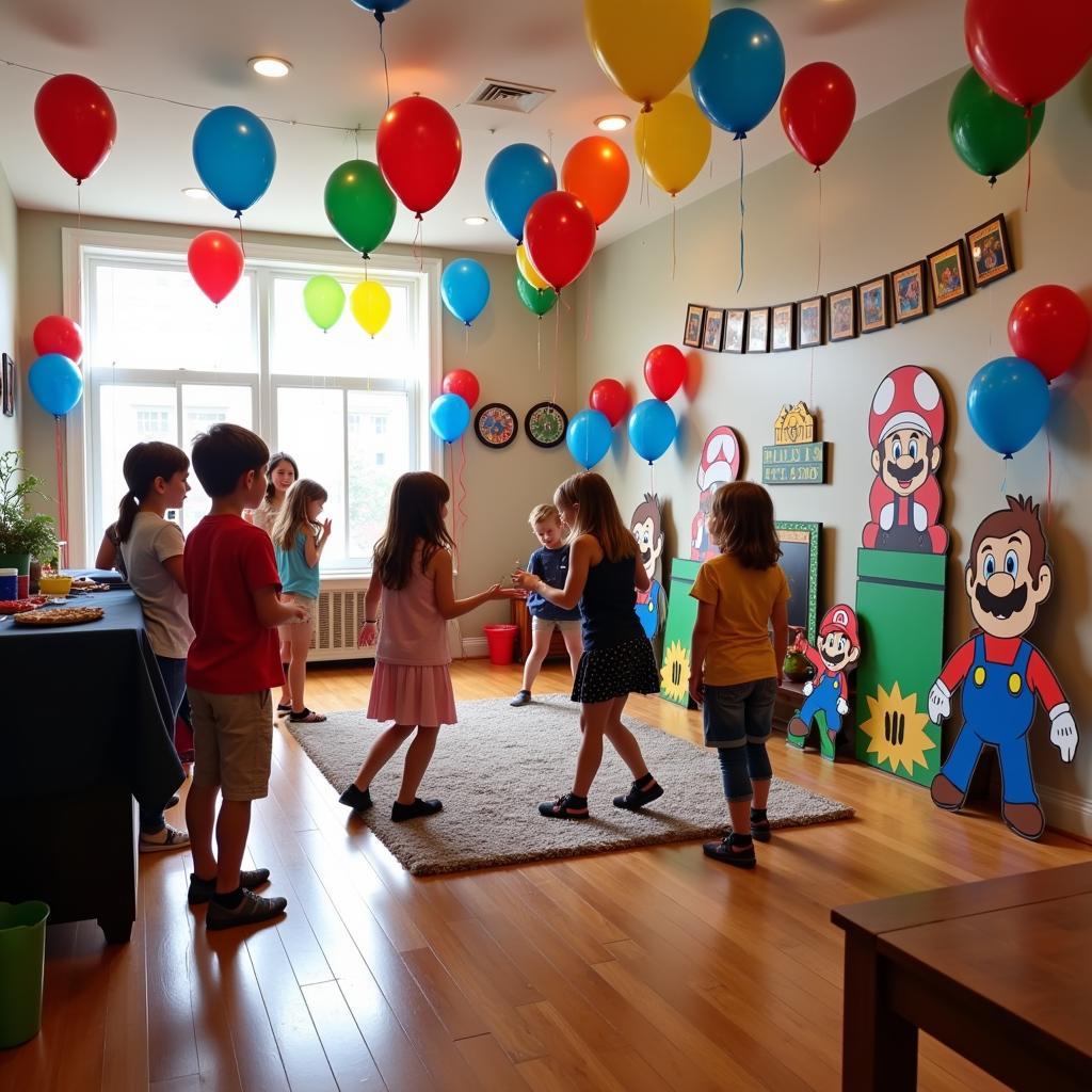 Mario Themed Party Decorations and Games