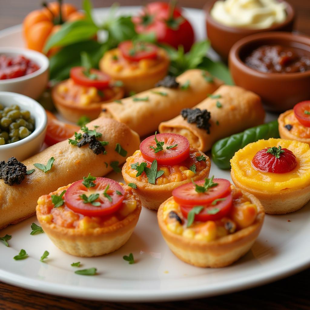 An assortment of elegant appetizers perfect for a masters graduation celebration