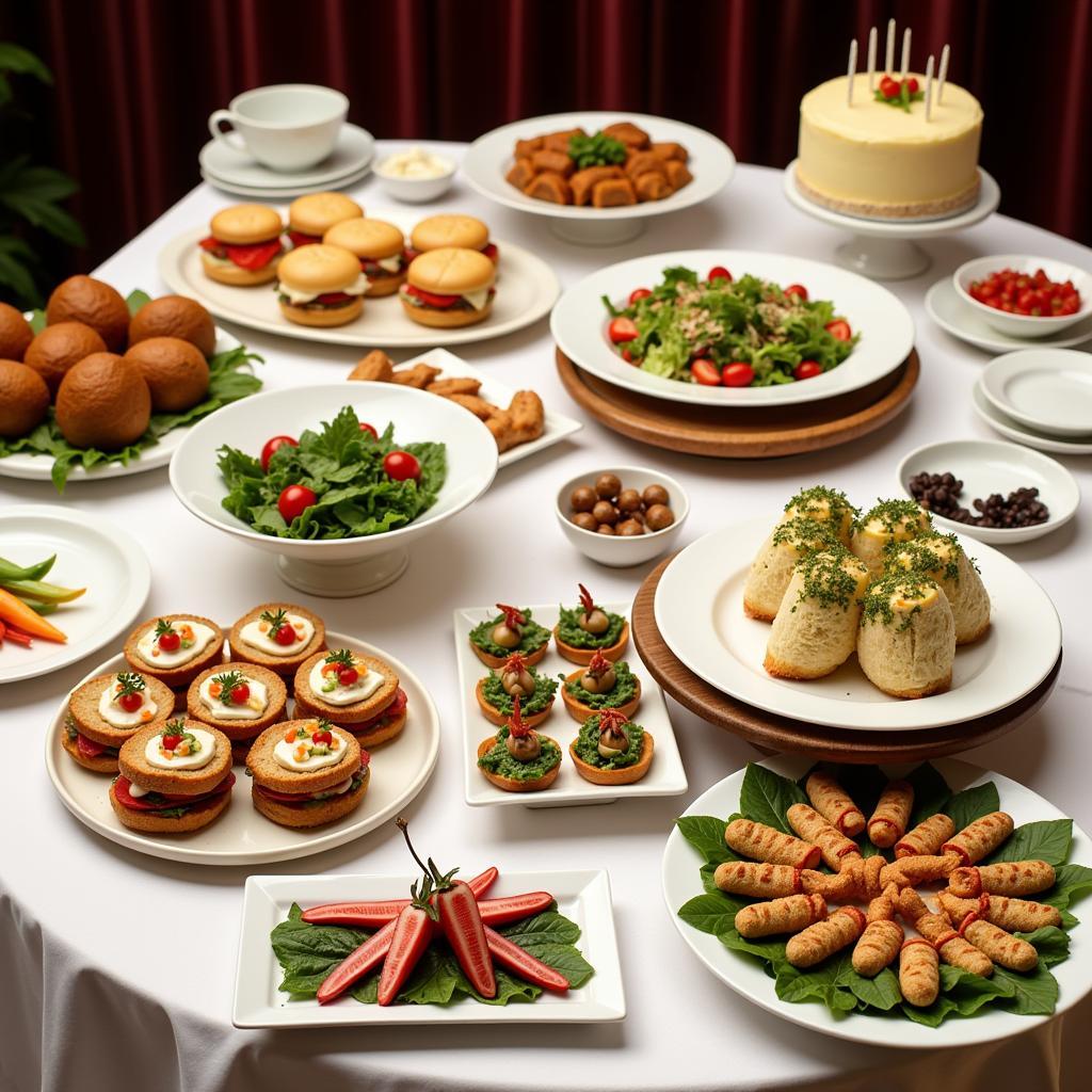 A vibrant spread of delicious food for a masters graduation party