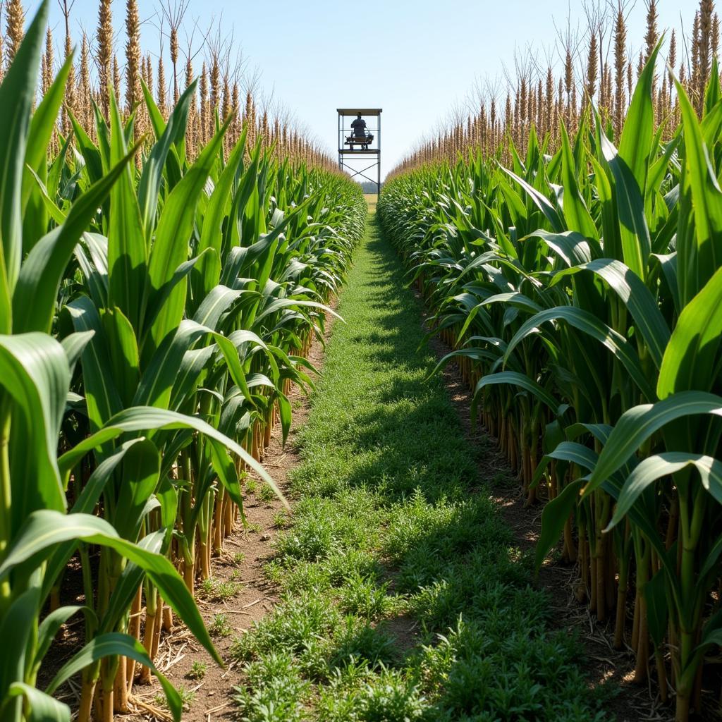 A mature corn food plot ready for hunting season