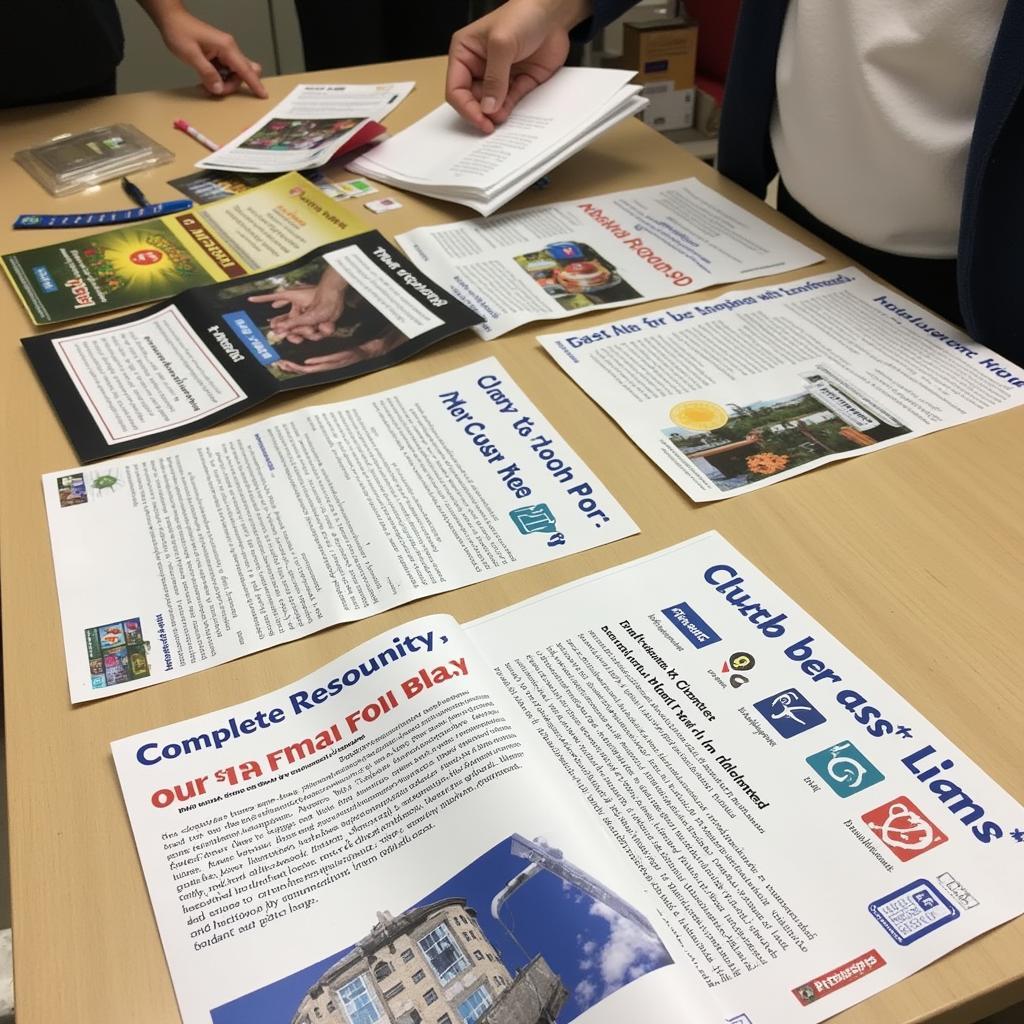 A display of informational brochures and resources available at a food pantry in McHenry County.