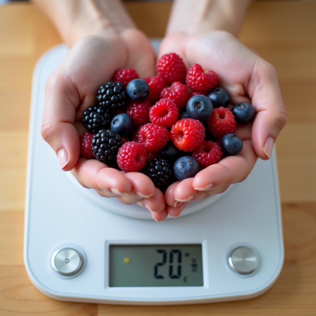 Measuring Berries with a Nutritional Food Scale