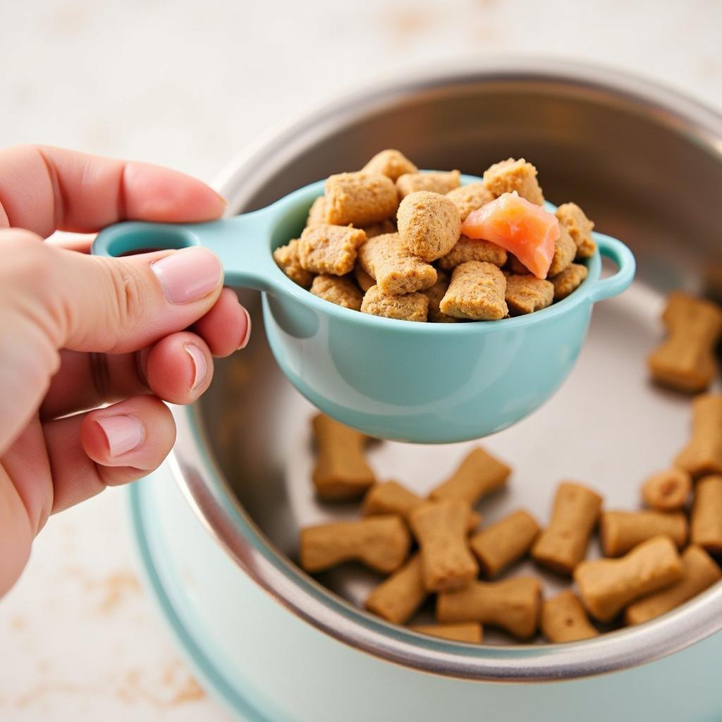 Measuring Salmon and Rice Dog Food for Proper Portions