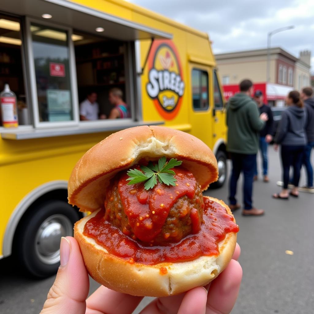 Classic Marinara Meatball Bomb on a Food Truck