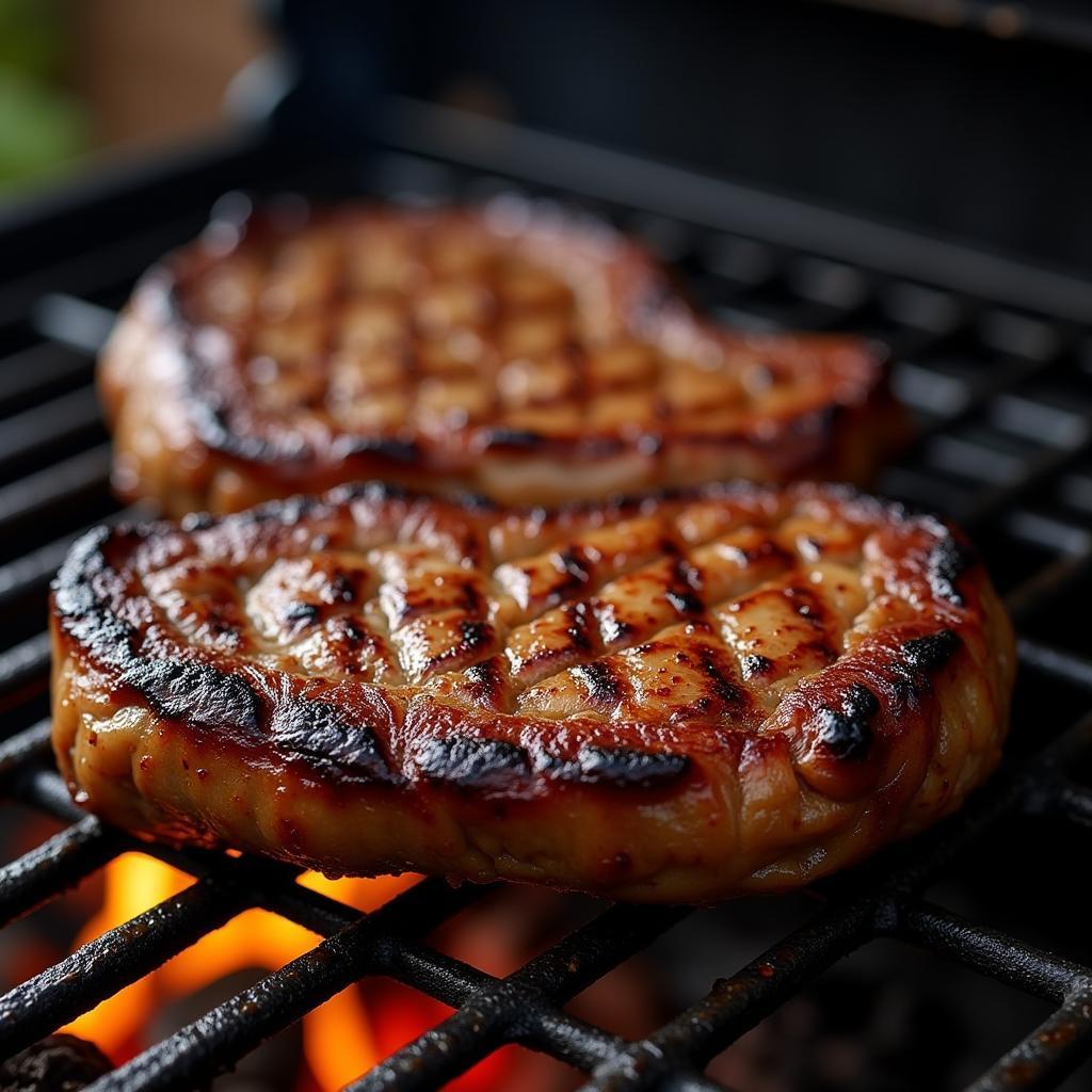 Grilled Meati Foods Steak on a Barbecue