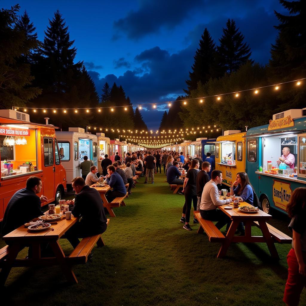 Vibrant Medford Food Truck Night Scene