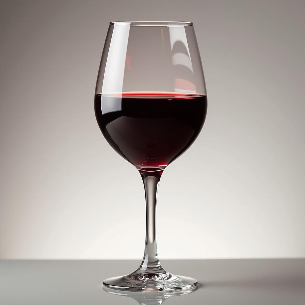 A glass of medium-bodied red wine, showcasing its deep color and subtle reflections.