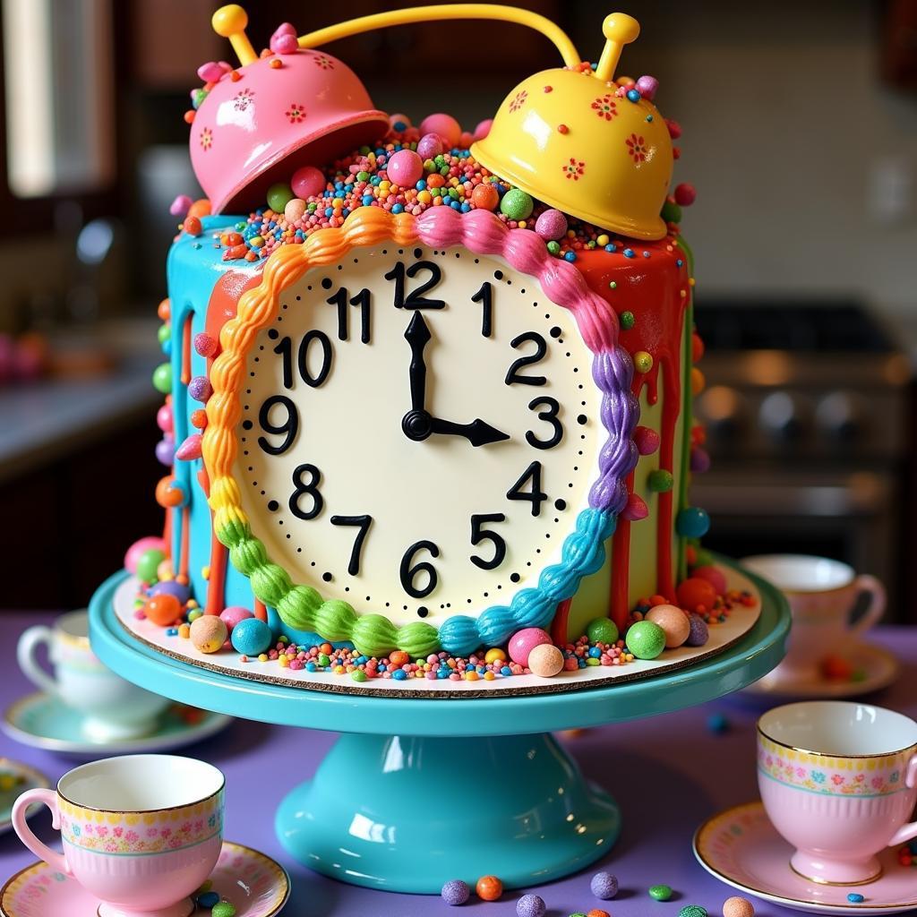 Melting Clock Cake for a Mad Hatter Tea Party