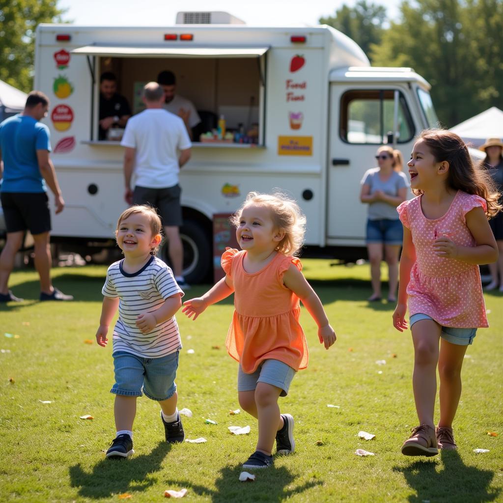 Families enjoying the Meriden CT Food Truck Festival