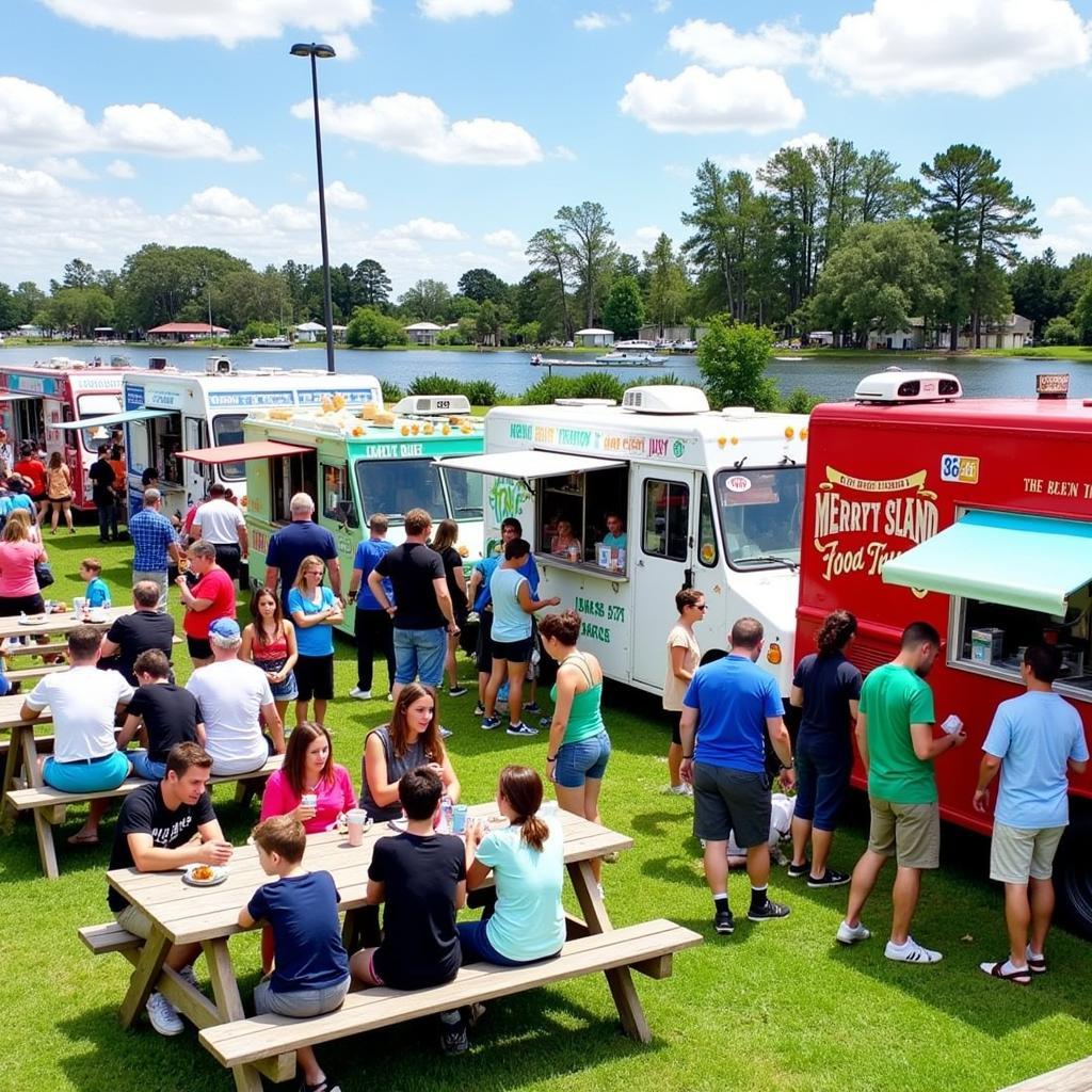 Merritt Island Food Truck Festival: A wide array of food trucks offering diverse culinary options, from savory dishes to sweet treats.