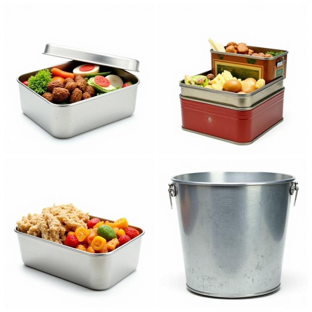 Variety of metal food boxes for different uses