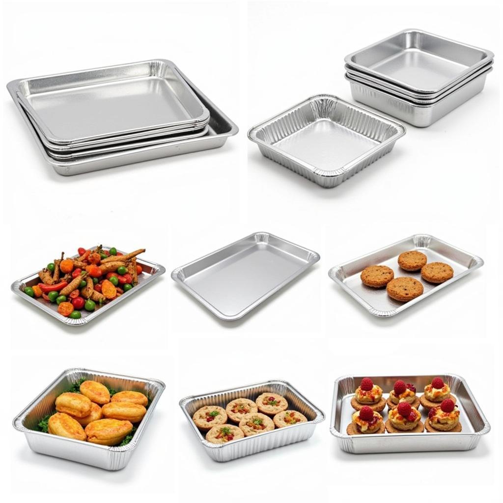 Variety of metal trays for food