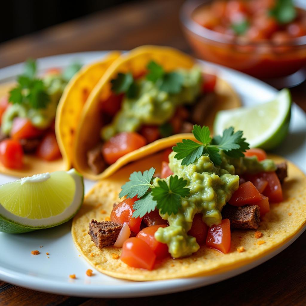 Mexican Lunch Special: Tacos with Salsa and Guacamole