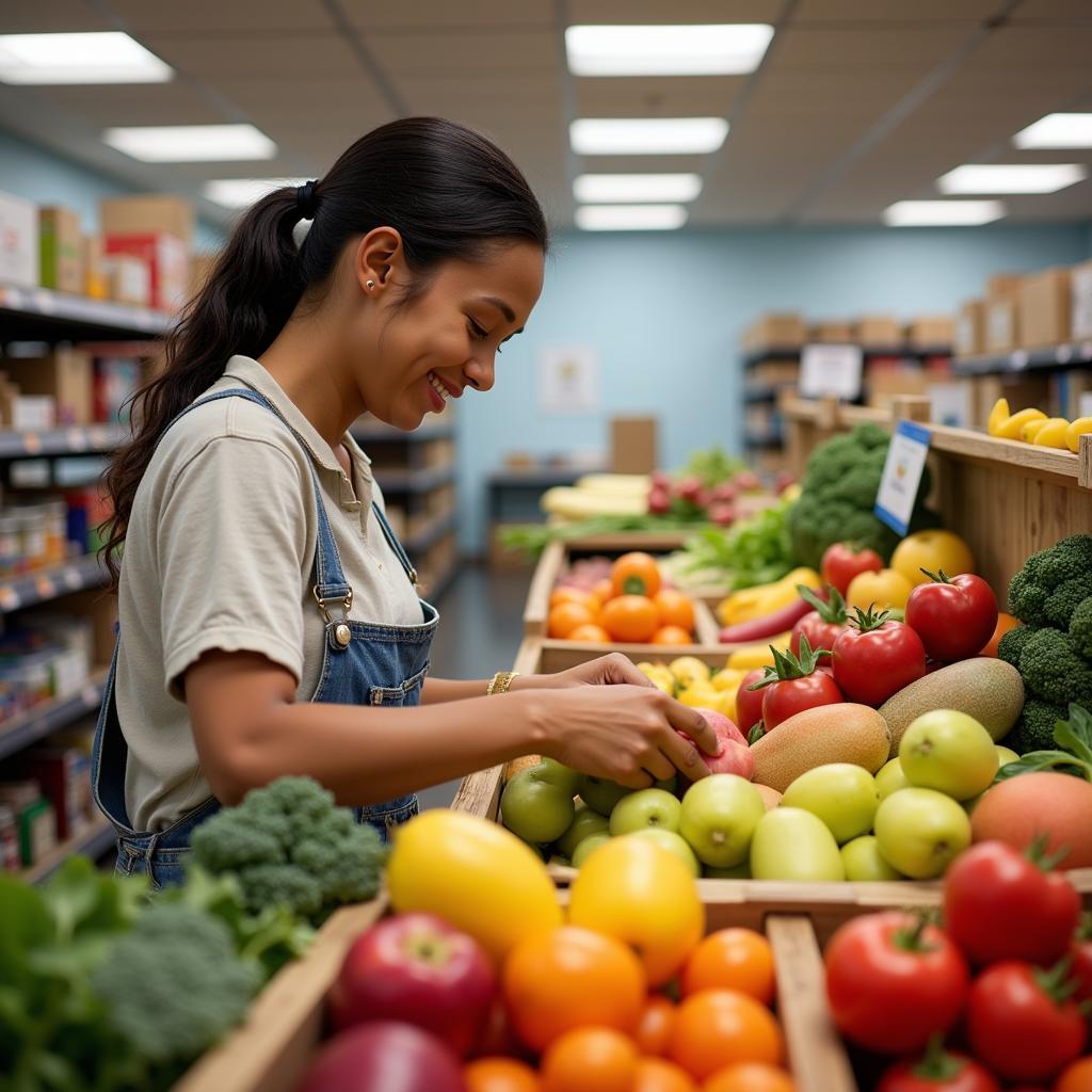 Client Choosing Fresh Produce at Miami Gardens Food Pantry