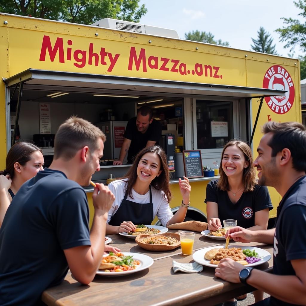 Happy Customers Enjoying Food from Mighty Maaza Food Truck