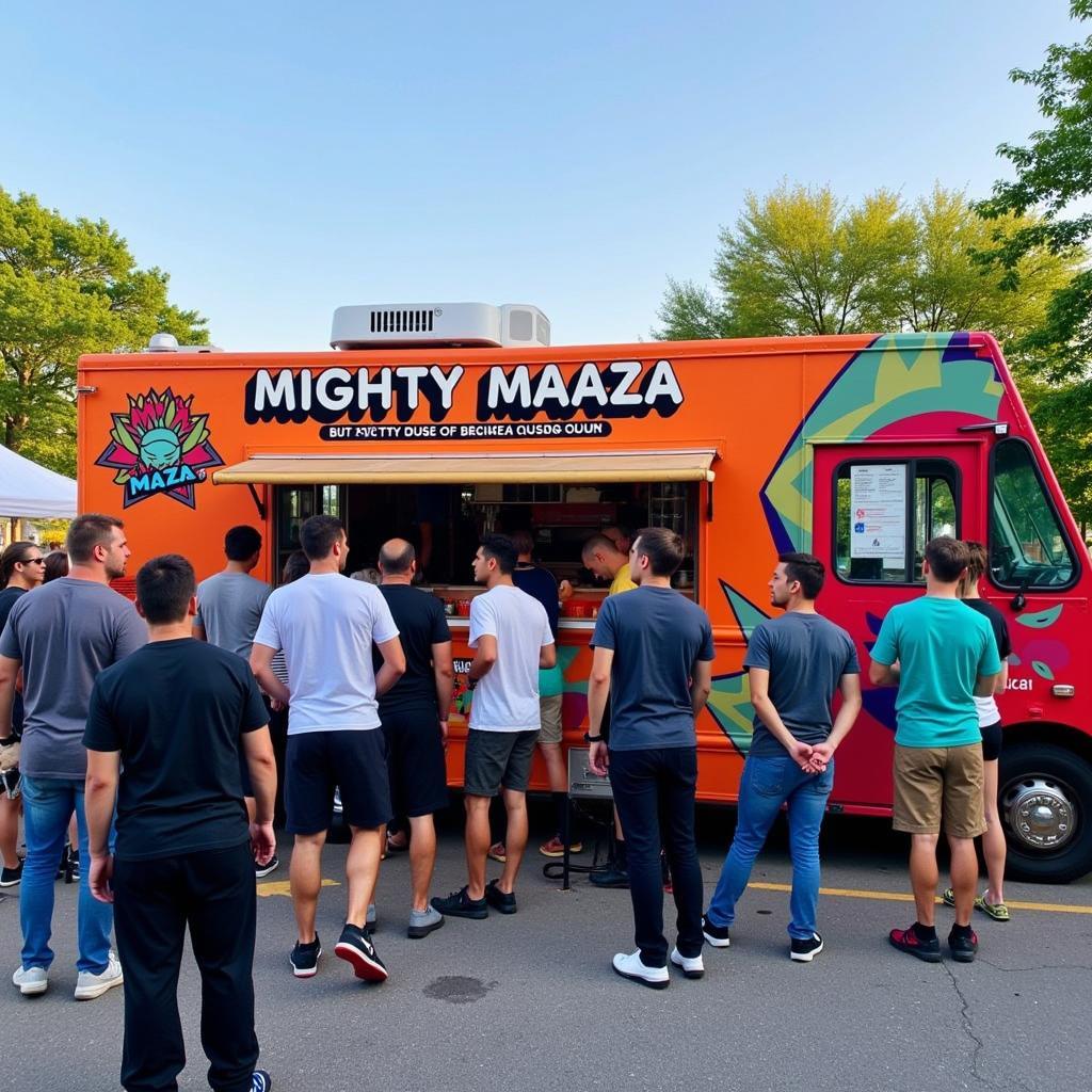 Mighty Maaza Food Truck Exterior at a Local Event