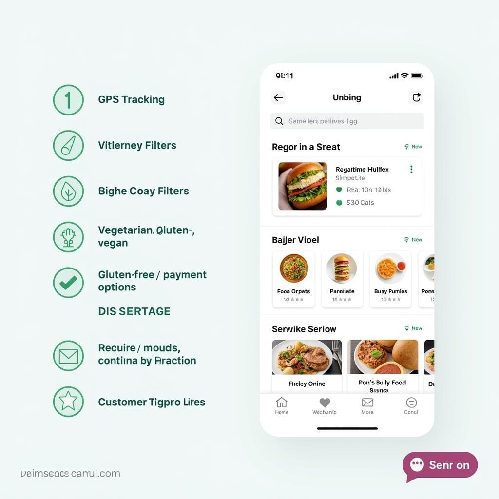 Screenshot of a military base food delivery app highlighting key features