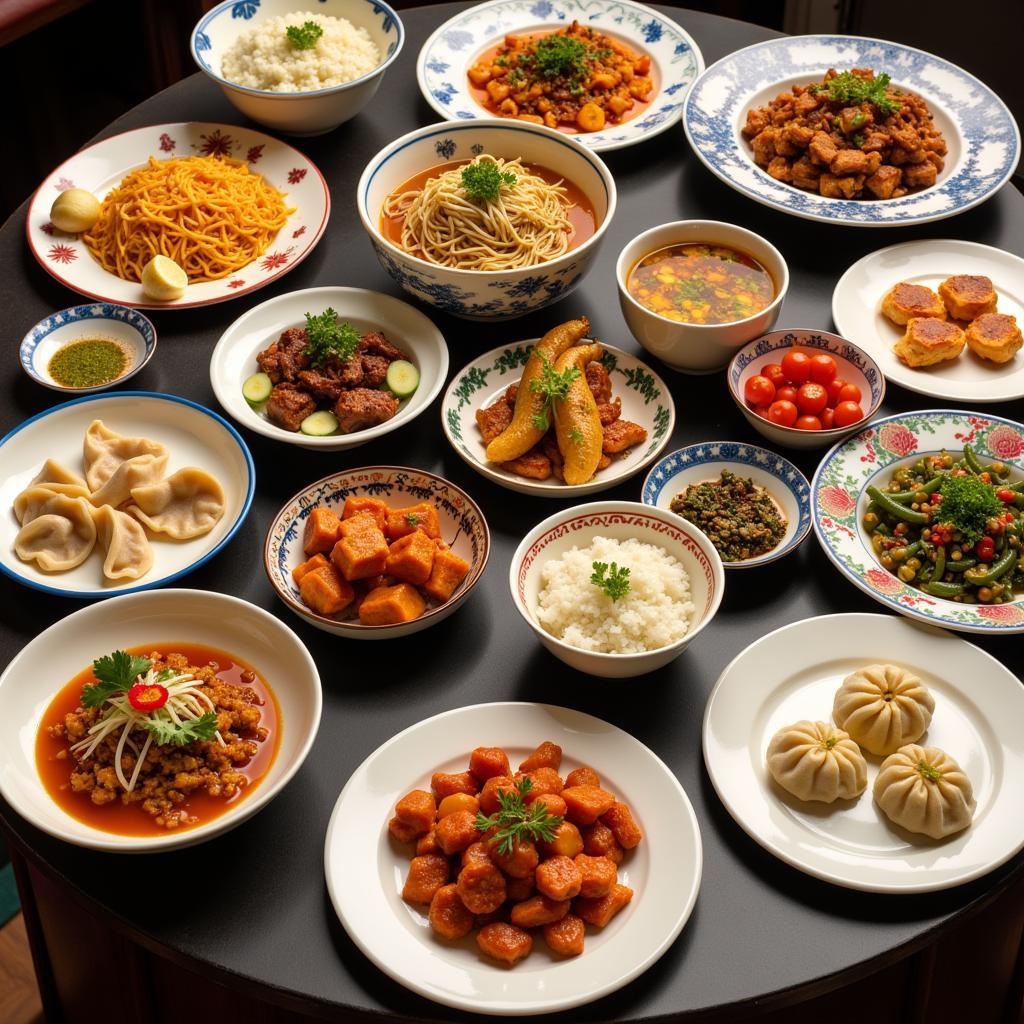 A Variety of Min Feng Chinese Dishes