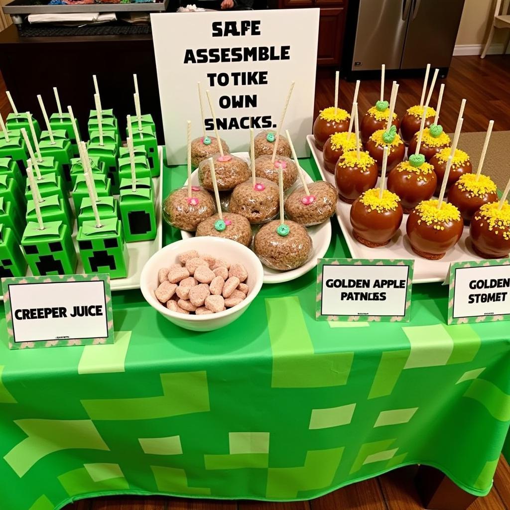 Minecraft-Themed Party Food Buffet