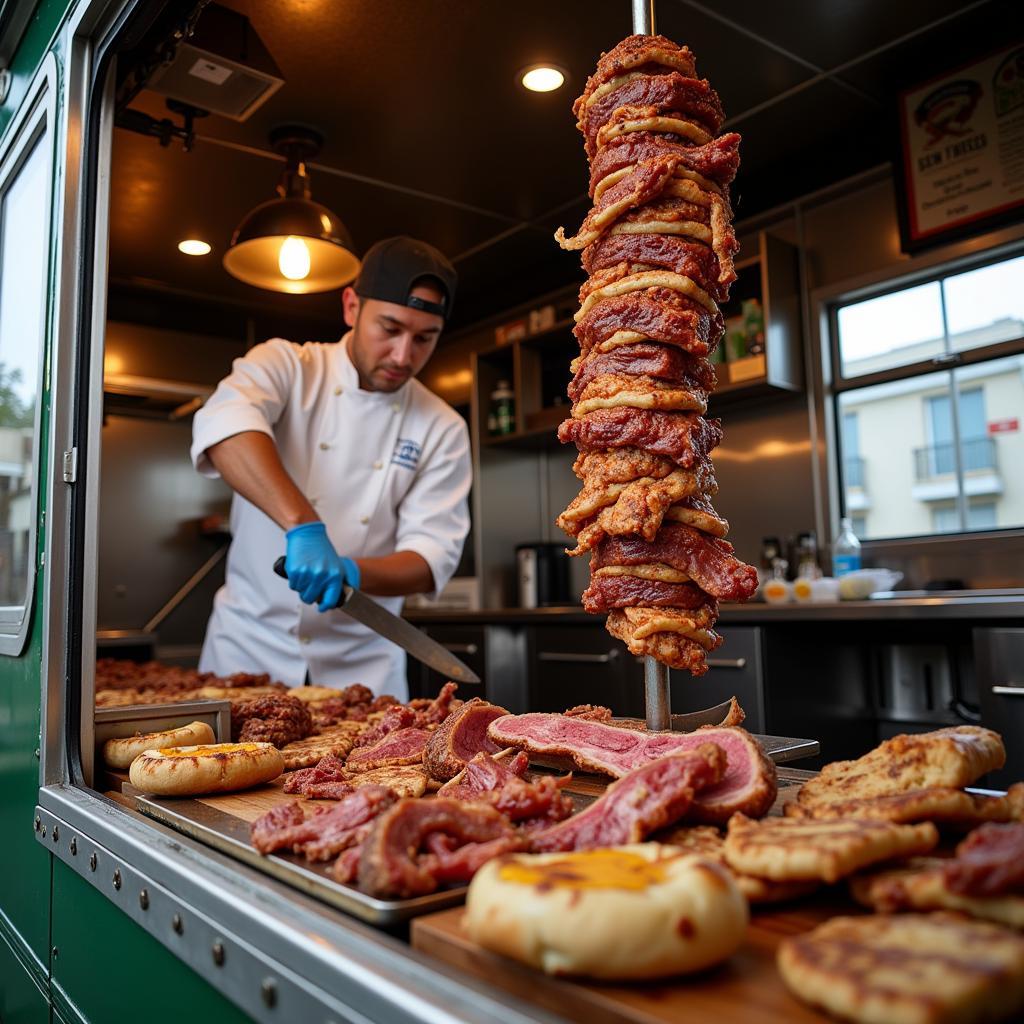 Gyro Preparation in Mister Greek Food Truck