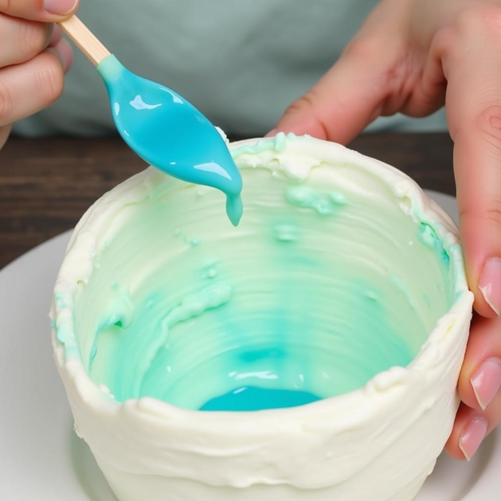 Mixing Blue and Green Food Coloring to Create Mint Green