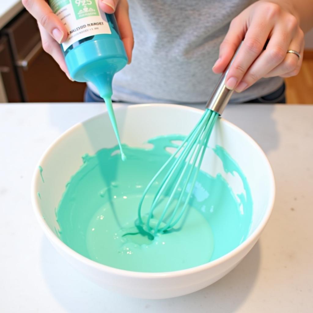 Mixing Teal Food Coloring with Blue and Green Dyes