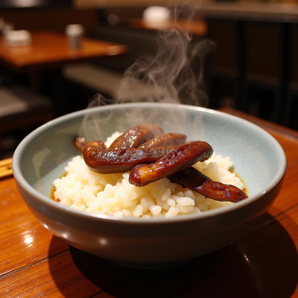 Delicious anago meshi on miyajima island