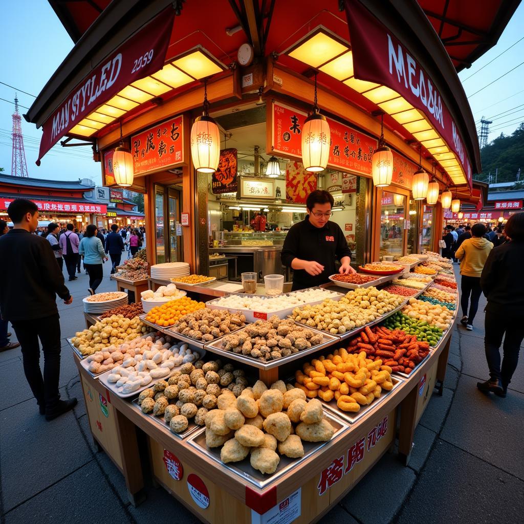 Variety of miyajima street food delights